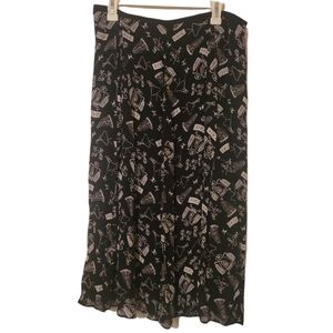 Vintage David Brooks Black French Cafe Print Maxi Skirt Size 14